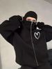Women's Double Hooded Zip Up Cardigan Sweatshirt Windproof High Street Jacket Couple Style Streetwear Brand Print_ecoleips.com
