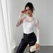 Women's Slim Fit Long Sleeved Top Lace Trimmed Back Zipper Style Autumn Winter New_ecoleips.com