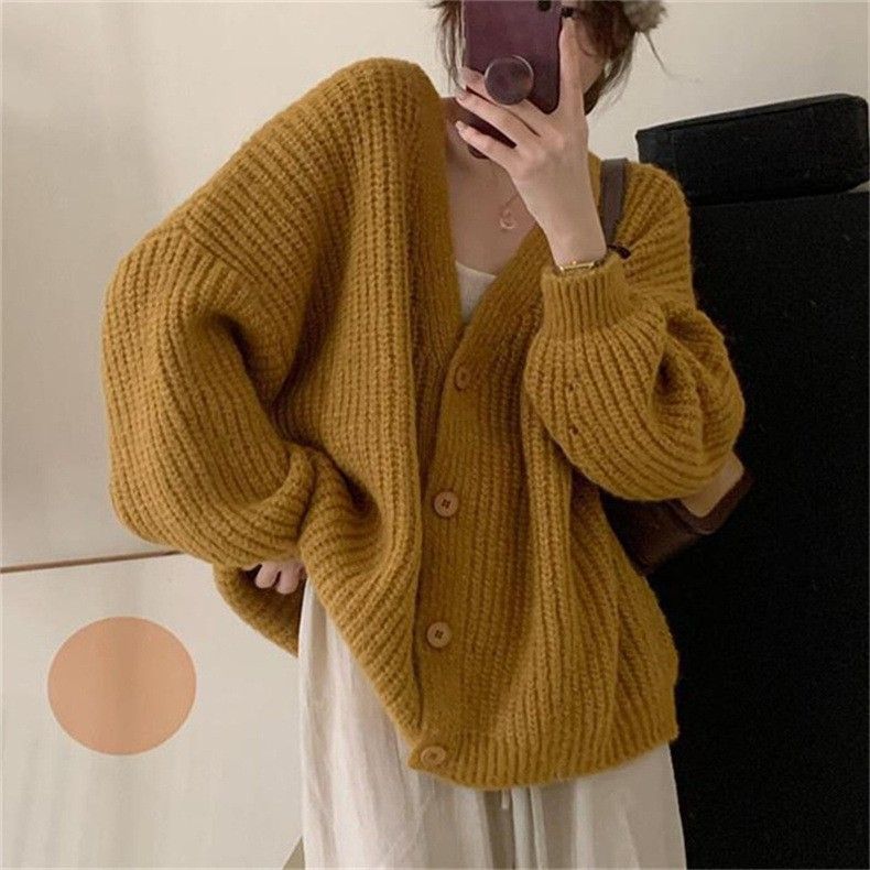 Women's Loose Pink Slimming Knit Cardigan Plus Size Long Sleeve Soft Cozy Chunky Sweater Coat For Spring/Autumn/Winter Casual Elegant Fashion_ecoleips.com