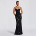 In-stock Floral Evening Dress, Elegant Strapless Slim-fit Sleeveless French-style Backless Solid Color Long Dress For_ecoleips.com