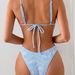 Sexy Tie-Front Bikini Set For Women - Adjustable Triangle Top & High-Cut Bottom - Soft Polyester Blend - Trendy Sky Blue - S/M/L/XL"_ecoleips.com