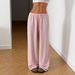 Women's Solid Color Wide Leg Casual Pants Elastic Waist Tie Trousers Independent Station European And American Style Clothing_ecoleips.com