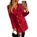 Temperament Slim-fit Long-sleeved Jacket Solid Color Suit Collar Double-breasted Long Trench Coat_ecoleips.com