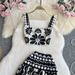 Women's Clothing Retro Jacquard Knitted Suit Sleeveless Vest Mid Length Skirt High End Lady Two Piece Suit_ecoleips.com