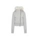 girl Niche Design Autumn Winter New Hooded Fur Collar Diagonal Plush Inner Cotton Jacket Navy Blue/Black/Gray_ecoleips.com