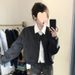High-end American-style Gray Baseball Jacket For Women, 2025 New Vintage Design, Loose Casual Short Jacket, Trendy Top_ecoleips.com