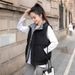 Women's fashion loose checkerboard cotton-padded vest vest vest jacket_ecoleips.com