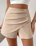 Women's Clothing Waist Versatile Pleated Slim Fit Skirt Pants Sports Outdoor Shorts_ecoleips.com