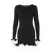 Women's Sexy Bodycon Mini Dress Long Sleeve Ruffled Hem Stretchy Knit Fit And Flare Dress_ecoleips.com