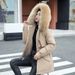 Women's Clothing Parka Medium Length Large Fur Collar Winter New Style Jacket Casual Waist Cotton Coat Vietnamese Cotton Clothing_ecoleips.com