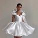 Women's Bow Designed Halter Top Short Dress For Birthday Parties Elegant Evening Gown Party Wear_ecoleips.com