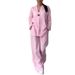 Women's Clothing Summer Fashion Experts V Neck Long Sleeved Trousers Multi Color Cotton And Linen Ladies Suit_ecoleips.com