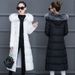 Girl Women's Long Winter Coat With Faux Fur Collar, Slim Fit Thermal Padded Jacket, Knee-Length Thickened Warm Parka For Cold Weather_ecoleips.com