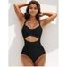 Women's Clothing One Piece Hard Pack Swimsuit Hollow Solid Color Swimsuit Female High Waist Tight_ecoleips.com