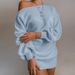 Off-Shoulder Sweater Dress – Trendy Lantern Sleeve Knit Dress For Women (S-5XL, 8 Colors, Casual & Chic)_ecoleips.com