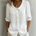 Voya 2026 Cross-Border Spring Women's Peter Pan Collar Short-Sleeve Button Cardigan Shirt_ecoleips.com