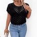 Women's Tops Cross-Border European And American Fashion Sexy Hollowed-Out Tassel Patchwork Knit Short-Sleeve T-Shirt_ecoleips.com
