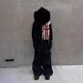 Oversized Hooded Sweatshirt With Plush-Lined Hood - Unisex Black Zip-Up Streetwear Pullover | 3D Graphic Detail_ecoleips.com