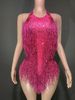 Women's Clothing Halter Neck Tassel Diamond Sleeveless Halter Neck Jumpsuit Dance Performance Clothes_ecoleips.com