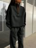 K New Fashion Zipper Collar Solid Color Casual Two Piece Set_ecoleips.com