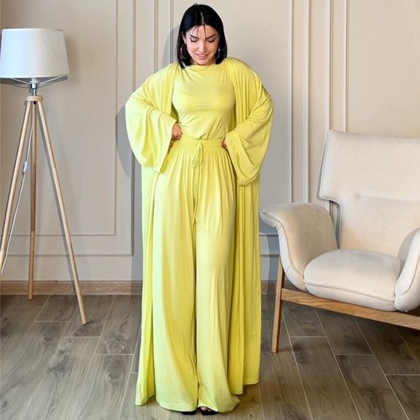 Women's Clothing Spring And Summer New Casual Loose Jacket Sleeveless Vest Wide Leg Trousers Three Piece Suit_ecoleips.com