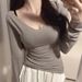 Slim Fit Long Sleeve Base Shirt Women's Style Korean Knitted Top Pure Color V-Neck Highlight Chest Thin Autumn Sexy Waist-Cin..._ecoleips.com