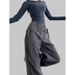 American Work Women's New Summer Wide Thin Loose Design Casual Straight Leg Pants_ecoleips.com