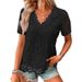 Women's Summer New Hot Sale V-neck Elegant Lace Top Short Sleeve T-shirt_ecoleips.com