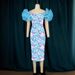 Women's Clothing Mesh Sleeves Stitching Printed Hip Skirt Mid Length Skirt Party Evening Dress_ecoleips.com