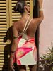 Tossy One-Shoulder V-Neck Summer Mini Dress For Women Printed Contrast Slim Spaghetti Sexy Dress Female Backless Party Dress New_ecoleips.com