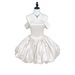 Blue off the Shoulder Satin Dress Puffy Short Princess Style for Women Suitable for Birthday Parties And Coming of Age Ceremonies_ecoleips.com