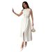 Women's Clothing Summer And Autumn New Solid Color Sleeveless Belt Pearl Buckle Slim Slit Commuter Dress_ecoleips.com
