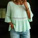 Women's Solid Color Round Neck Ruffle Sleeve Casual Top Fashionable American Style Spring Summer_ecoleips.com