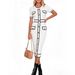 Women's Short Sleeve Bodycon Dress - Round Neck Color Block Knit Dress For Spring_ecoleips.com