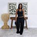 TW839 Women's Summer Casual Halter Neck Set Solid Color Street Style High Waist Wide Leg Pants with Pockets_ecoleips.com