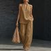 Women's Sleeveless Lounge Set – Oversized Vest & Wide-Leg Pants – Breathable Polyester (S-5xl, 8 Colors)_ecoleips.com