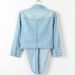 Women's Plus Size Denim Shirt - Lightweight 3/4 Sleeve Button Down Top With Tie Front Oversized Chambray Duster Vest_ecoleips.com