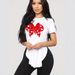 Summer Women's Loose Slimming Bow Crew Neck Short Sleeve Bow Top Wholesale_ecoleips.com