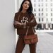 Women's European American Style Casual Vacation Two Piece Set Autumn Winter Printed Long Sleeve Shirt And Trousers_ecoleips.com