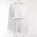 2025 Spring/Summer New Women's Set Fashionable Simple Style Slim Loose Fit Top Shorts_ecoleips.com