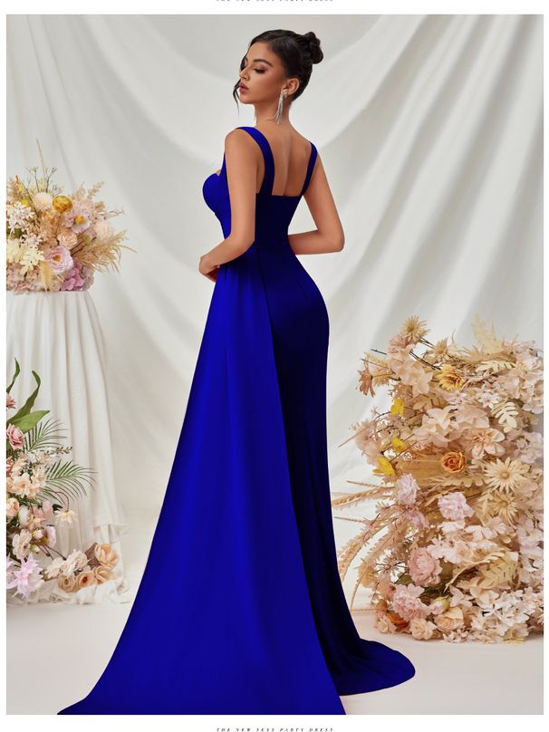Women's Clothing New Slit Sexy Evening Dress For Women High End Temperament Hip Wrapped Slim Suspender Long Dress_ecoleips.com