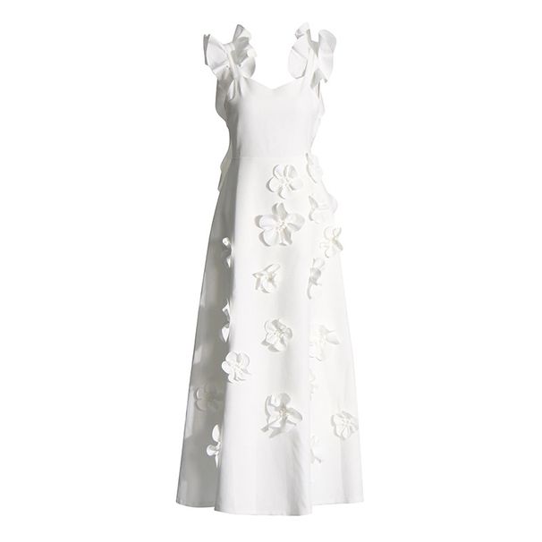 Women's Clothing Temperamental And Elegant Dress Summer New Three Dimensional Flower Decoration Sling Big Swing Dress For Women_ecoleips.com