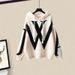 Women's Clothing Salt Light Luxury Suit Meat Covering College Style Hooded Knitted Sweater Wide Leg Pants Two Piece Suit_ecoleips.com