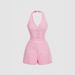 Women's Sleeveless V-Neck Jumpsuit – Stylish & Flattering Wrap Design With Ruching Detail – Lightweight Polyester For Summer_ecoleips.com
