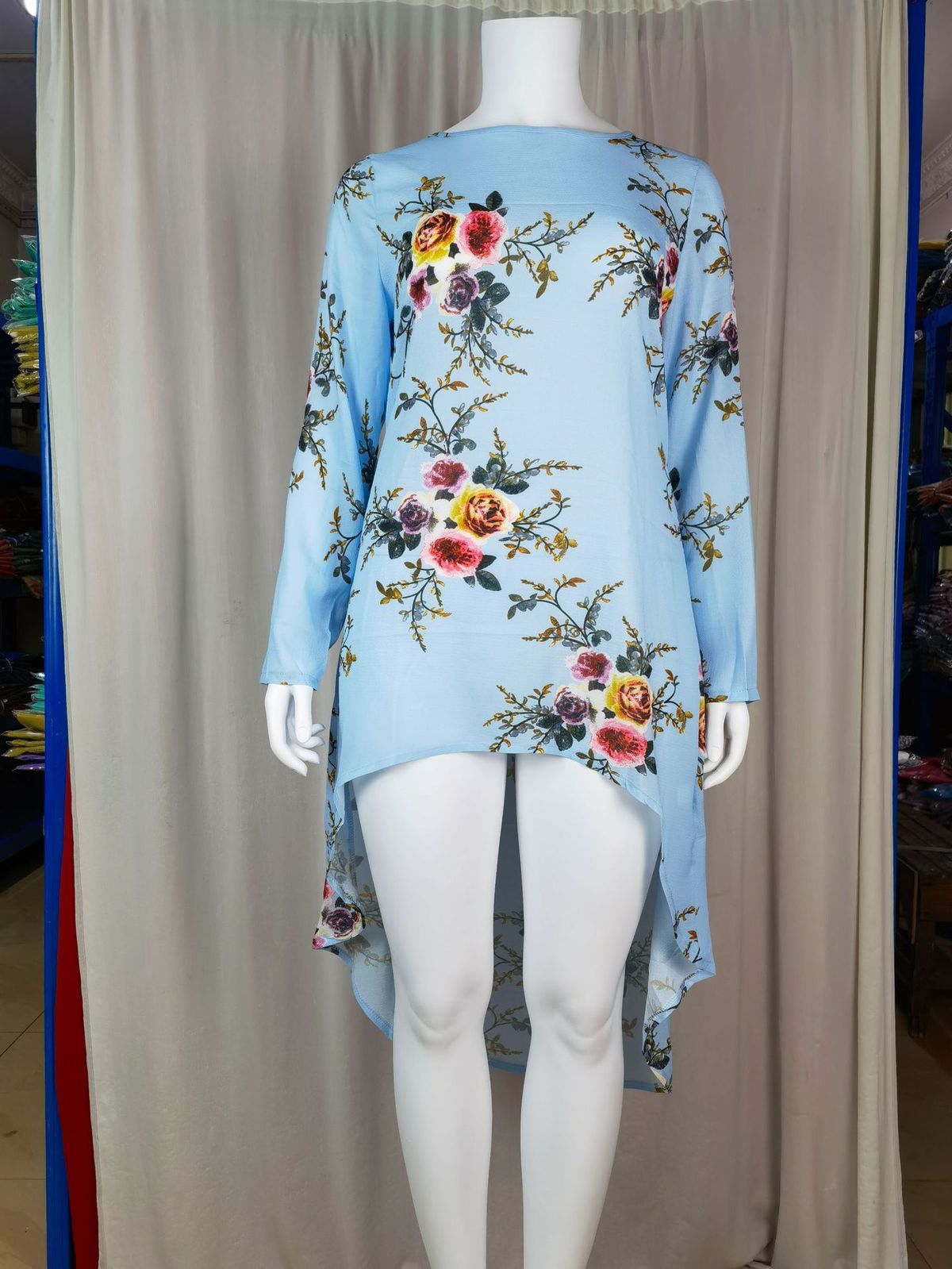 Women's Clothing Autumn Muslim Fashion Irregular Print Swallowtail Women's Tops Women's Clothing_ecoleips.com