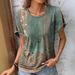Women's Clothing Women's Casual Ethnic Style T-Shirt Short Sleeve Printed Comfortable Top For Summer_ecoleips.com