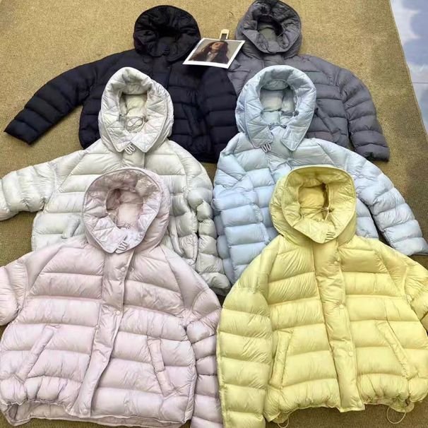 girl Girl Girl 2025 Little Pea 90 White Duck Bud Hooded Ribbed Down Jacket Women Short Winter New Korean Version For Petite Figures_ecoleips.com