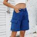Women's Washed Denim Cargo Shorts Streetwear Mid-Length Summer Shorts Trendy Comfortable Multi-Pocket Design_ecoleips.com