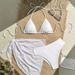 Aria Basics 2025 European And American New Sexy Two-Piece Swimsuit Women's Three-Piece Set Solid Color Bikini Cross-Border In Stock_ecoleips.com