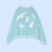 Women's Fashion Knit Cardigan Embroidered V-Neck Loose Fit Sweater Casual Boho Chic Open Front Coat | Soft Polyester Blend ( Light Blue/Pink/Beige)_ecoleips.com